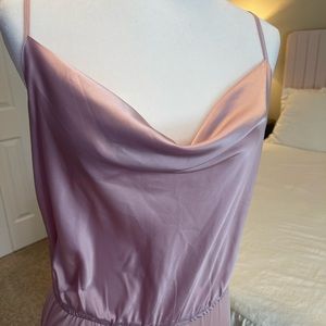 Kittenish Pink Satin Cowl Neck Bodysuit